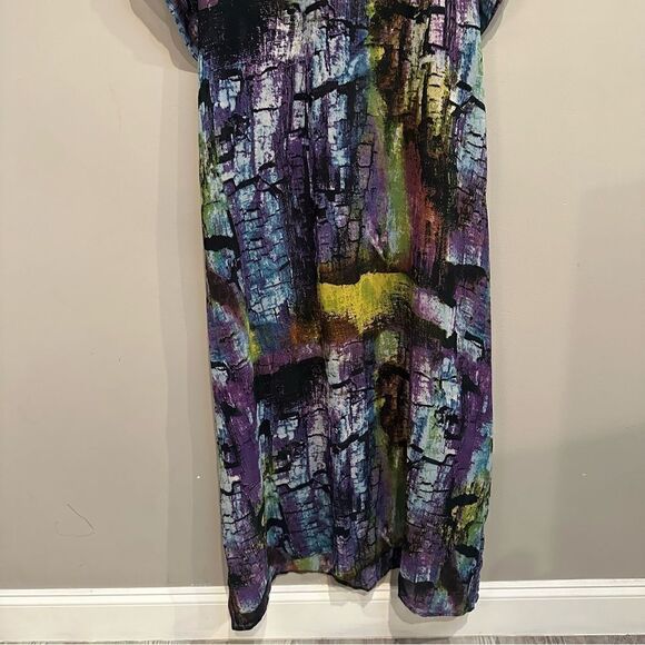 LUCKY & COCO Swimsuit Coverup Women Size Medium Tunic Beaded Boho Poncho Maxi - Picture 8 of 9